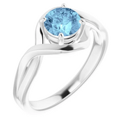 14K White Aquamarine Ring-