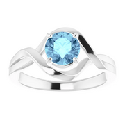 14K White Aquamarine Ring-