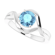 14K White Aquamarine Ring-
