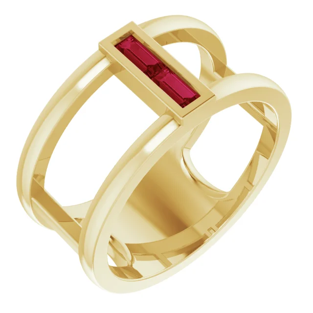 14K Yellow Ruby Baguette Ring-