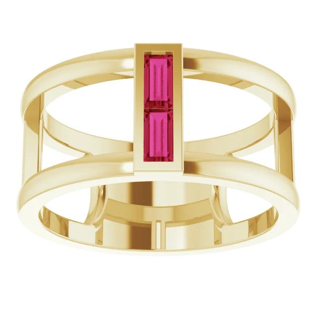 14K Yellow Ruby Baguette Ring-