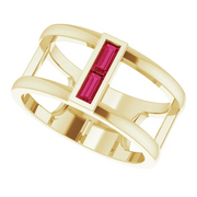 14K Yellow Ruby Baguette Ring-