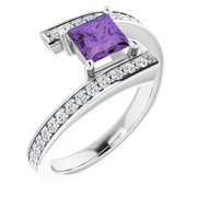 Platinum Amethyst & 1/4 CTW Diamond Ring-