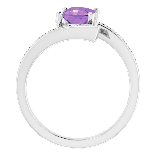 Platinum Amethyst & 1/4 CTW Diamond Ring-