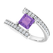 Platinum Amethyst & 1/4 CTW Diamond Ring-