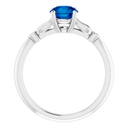 Platinum Lab-Grown Blue Sapphire & .02 CTW Diamond Ring-