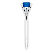 Platinum Lab-Grown Blue Sapphire & .02 CTW Diamond Ring-