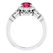 Platinum Lab-Grown Ruby & 1/6 CTW Diamond Ring-