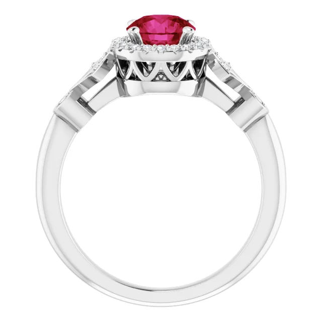 Platinum Lab-Grown Ruby & 1/6 CTW Diamond Ring-