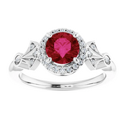 Platinum Lab-Grown Ruby & 1/6 CTW Diamond Ring-