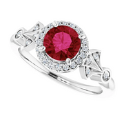 Platinum Lab-Grown Ruby & 1/6 CTW Diamond Ring-