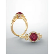 Platinum Lab-Grown Ruby & 1/6 CTW Diamond Ring-