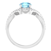 Platinum Aquamarine & 1/5 CTW Diamond Ring-