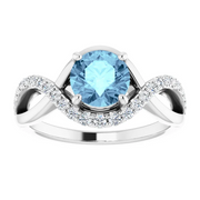 Platinum Aquamarine & 1/5 CTW Diamond Ring-