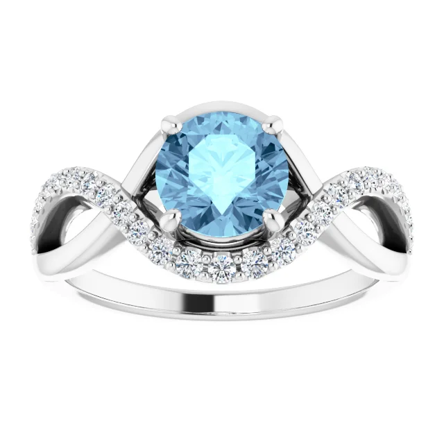 Platinum Aquamarine & 1/5 CTW Diamond Ring-