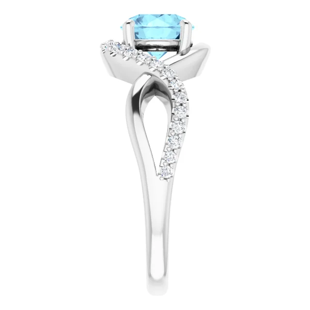 Platinum Aquamarine & 1/5 CTW Diamond Ring-