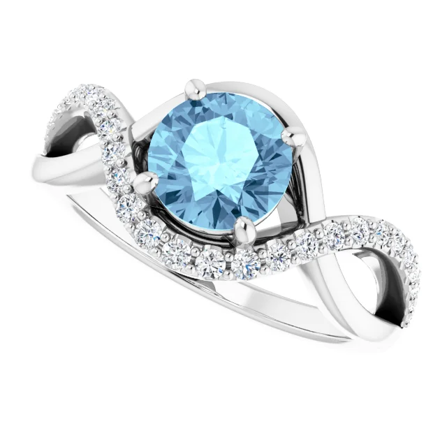 Platinum Aquamarine & 1/5 CTW Diamond Ring-