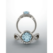 Platinum Aquamarine & 1/5 CTW Diamond Ring-