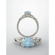 14K White Swiss Blue Topaz & .06 CTW Diamond Ring-