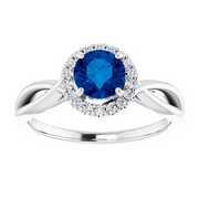 Platinum Lab-Grown Lab-Grown Blue Sapphire & 1/10 CTW Diamond Ring-