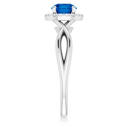 Platinum Lab-Grown Lab-Grown Blue Sapphire & 1/10 CTW Diamond Ring-