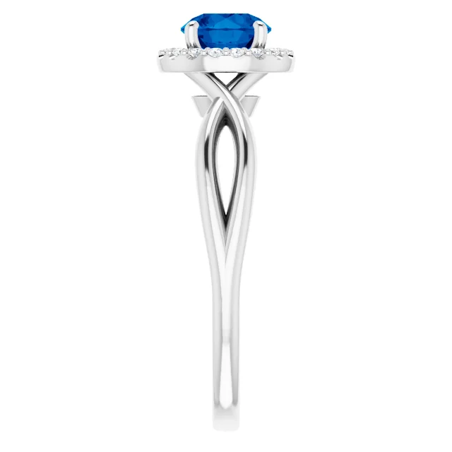 Platinum Lab-Grown Lab-Grown Blue Sapphire & 1/10 CTW Diamond Ring-