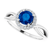 Platinum Lab-Grown Lab-Grown Blue Sapphire & 1/10 CTW Diamond Ring-