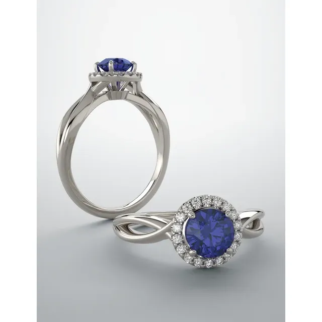 Platinum Lab-Grown Lab-Grown Blue Sapphire & 1/10 CTW Diamond Ring-