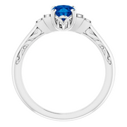 14K White Lab-Grown Lab-Grown Blue Sapphire & .05 CTW Diamond Ring-