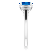14K White Lab-Grown Lab-Grown Blue Sapphire & .05 CTW Diamond Ring-