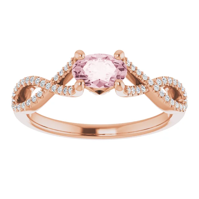 14K Rose Morganite & 1/8 CTW Diamond Ring-