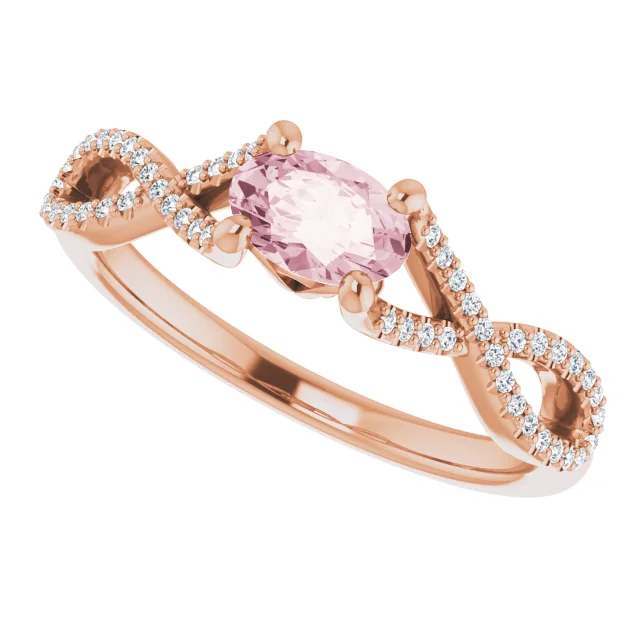 14K Rose Morganite & 1/8 CTW Diamond Ring-