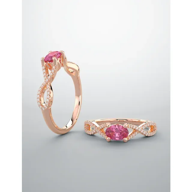 14K Rose Morganite & 1/8 CTW Diamond Ring-