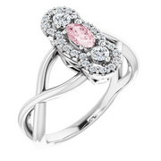 Platinum Morganite & 1/4 CTW Diamond Ring-