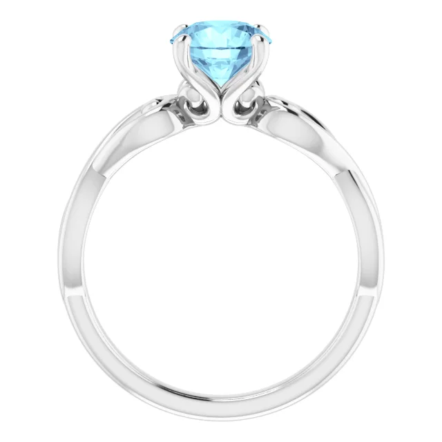 14K White Aquamarine Ring-