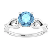 14K White Aquamarine Ring-