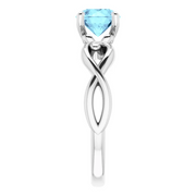 14K White Aquamarine Ring-
