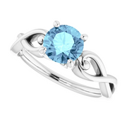 14K White Aquamarine Ring-