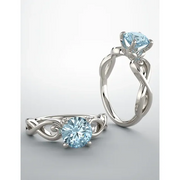 14K White Aquamarine Ring-