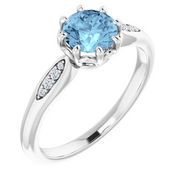 Platinum Aquamarine & .04 CTW Diamond Ring-