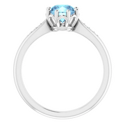 Platinum Aquamarine & .04 CTW Diamond Ring-