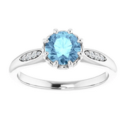 Platinum Aquamarine & .04 CTW Diamond Ring-