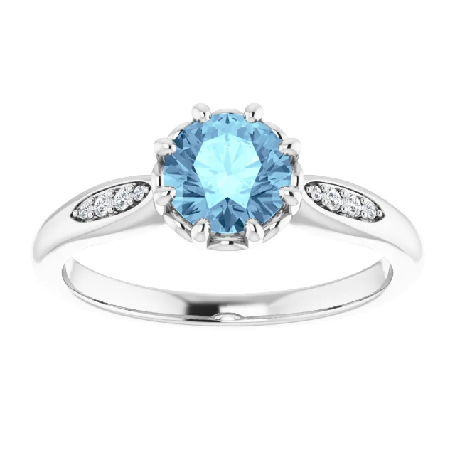 Platinum Aquamarine & .04 CTW Diamond Ring-