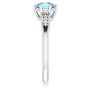 Platinum Aquamarine & .04 CTW Diamond Ring-