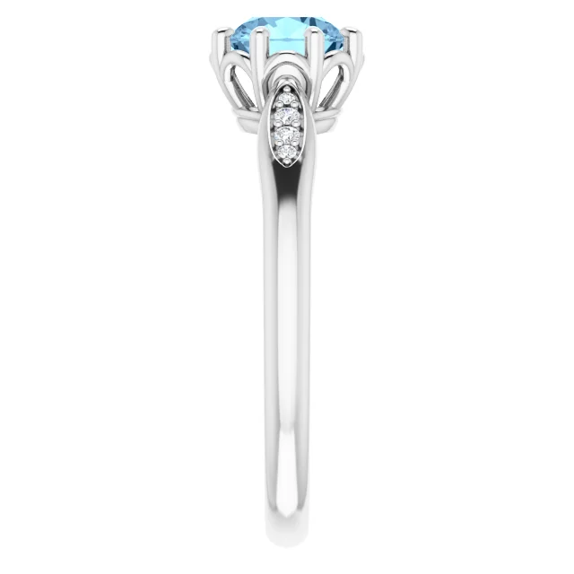Platinum Aquamarine & .04 CTW Diamond Ring-