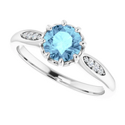 Platinum Aquamarine & .04 CTW Diamond Ring-