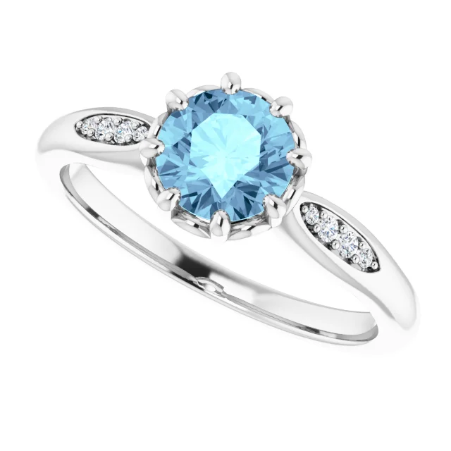 Platinum Aquamarine & .04 CTW Diamond Ring-