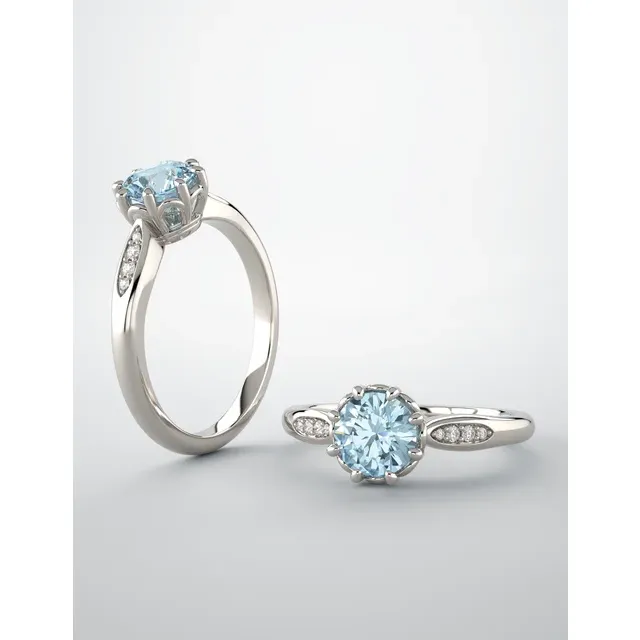 Platinum Aquamarine & .04 CTW Diamond Ring-