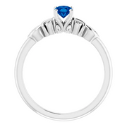 14K White Lab-Grown Sapphire & .02 CTW Diamond Ring-