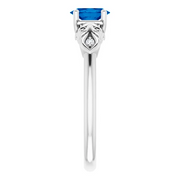 14K White Lab-Grown Sapphire & .02 CTW Diamond Ring-
